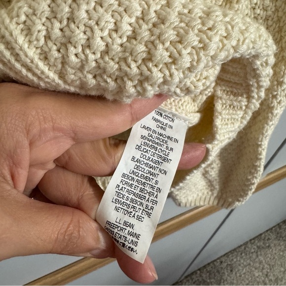 L.L. Bean Women's Cotton Signature Knit Cardigan Sweater Size Medium in Cream - Picture 5 of 5